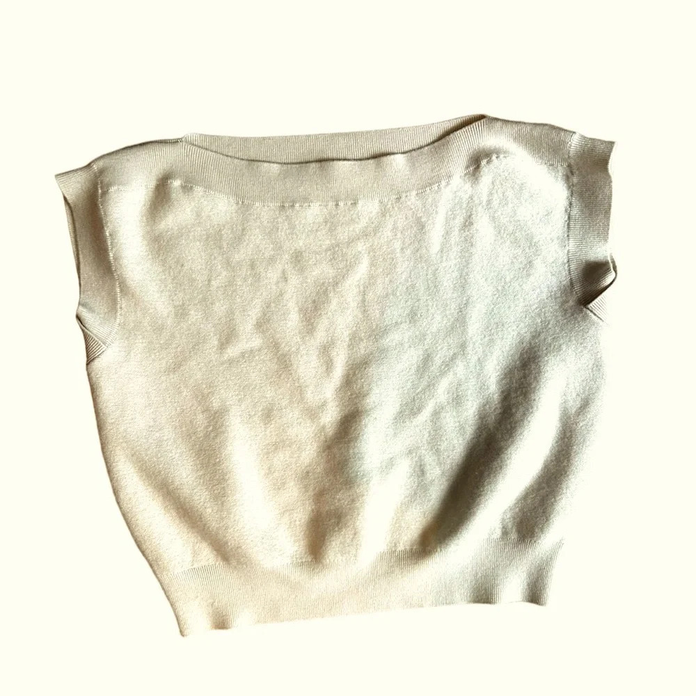 R Label The Reset Cream Sleeveless 100% Wool Sweater Size XL Dolman Sleeve